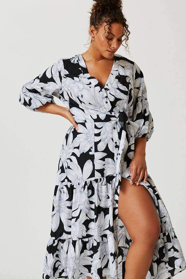 Maeve Puff-Sleeved Midi Dress | Anthropologie