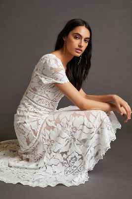 Anthropologie white shop lace dress