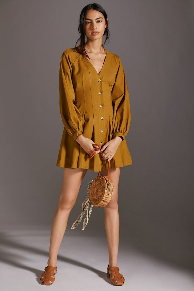 Robe chemise mini à manches bouffantes #2