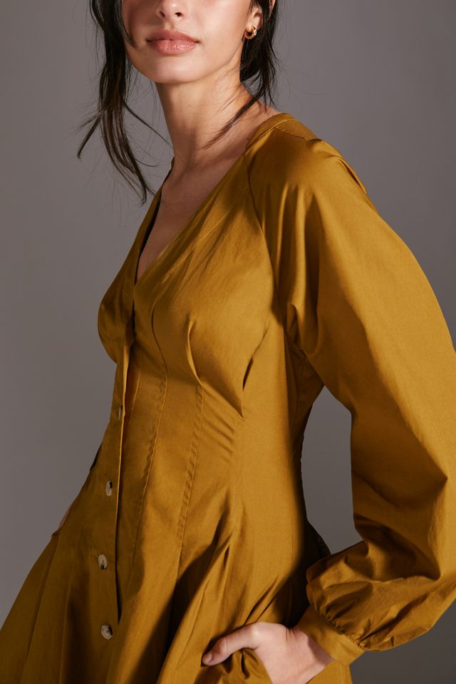 Robe chemise mini à manches bouffantes #3