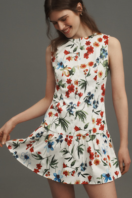 By Anthropologie Sleeveless Drop-waist Mini Dress In Multicolor