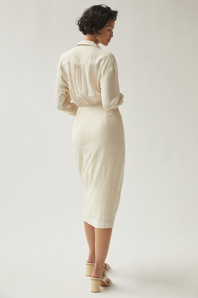 By Anthropologie V-Neck Knot Front Midi Dress #2
