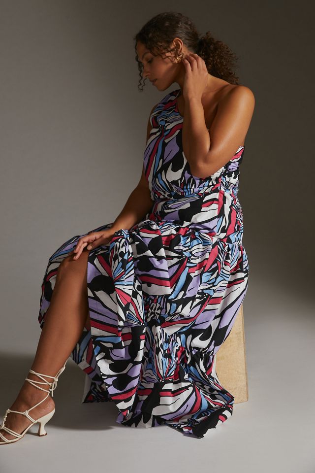 andrina midi dress Adrina | Dark PINK Draped One Shoulder Midi Dress