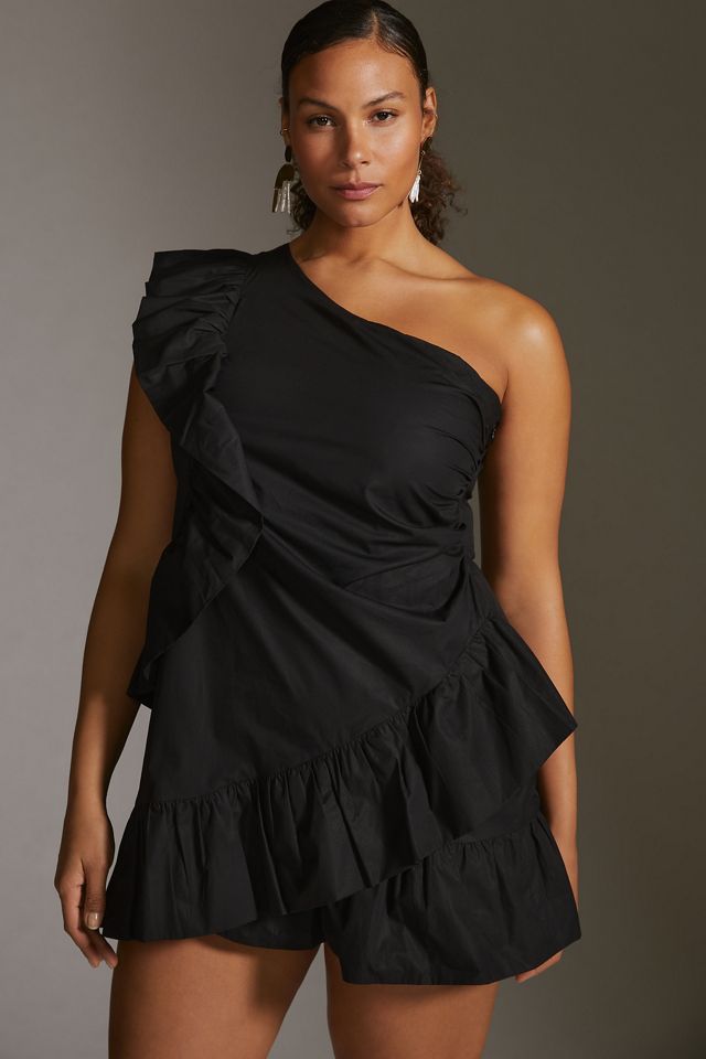 maeve ruffled one shoulder mini dress Maeve Ruffled One-Shoulder Mini Dress