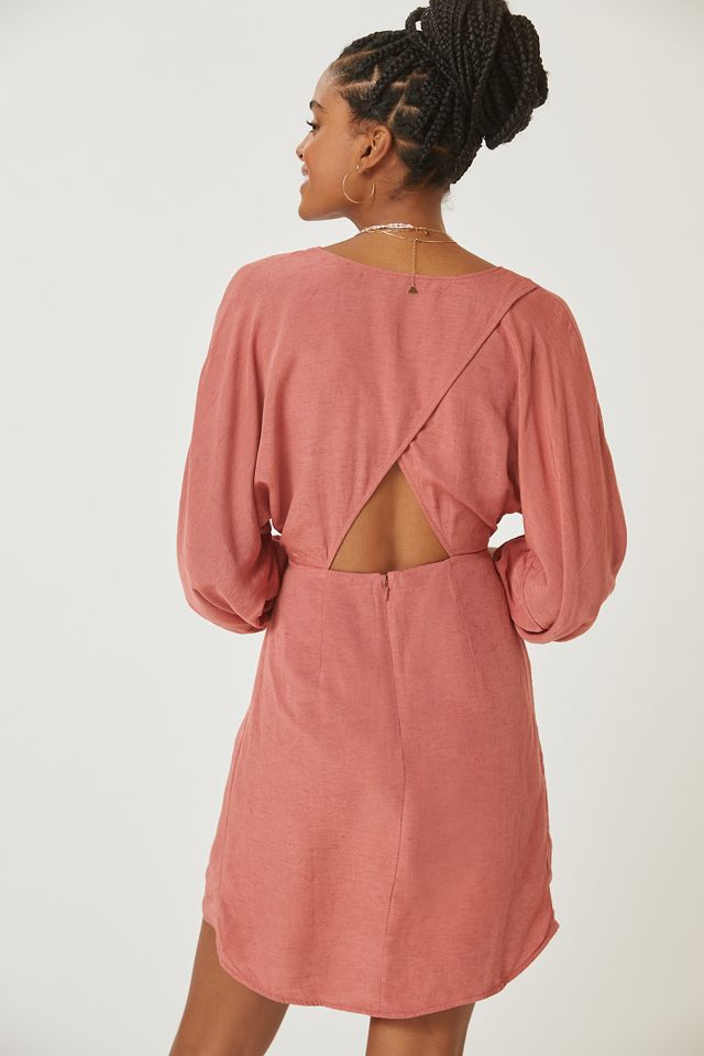 Puff-Sleeve Wrap Mini Dress #2