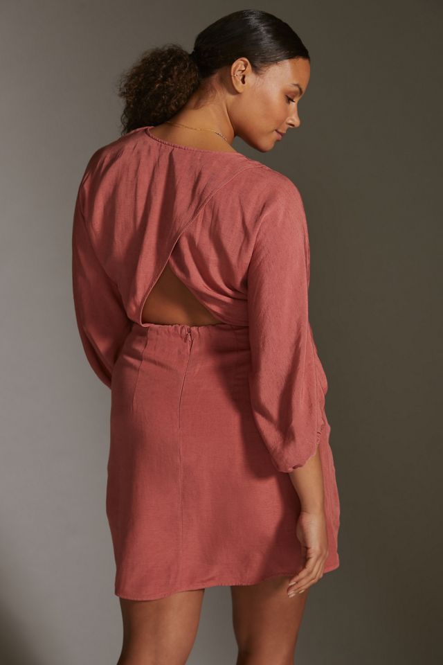 Puff-Sleeve Wrap Mini Dress #5
