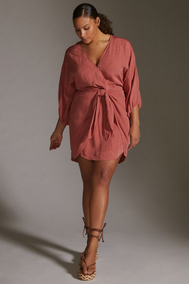 Puff-Sleeve Wrap Mini Dress #6