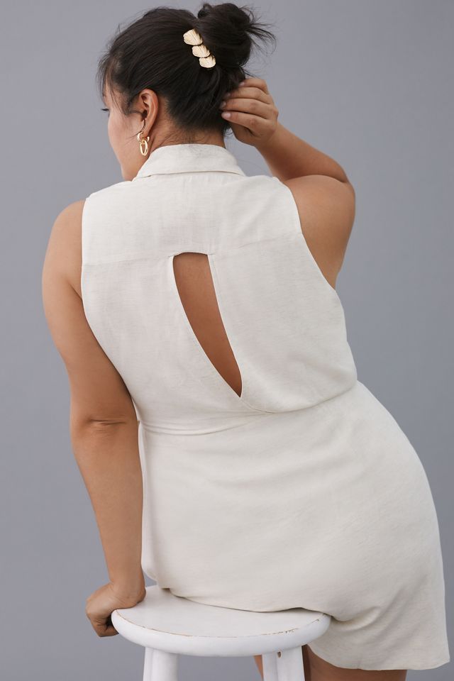 By Anthropologie Linen Wrap Mini Dress #1