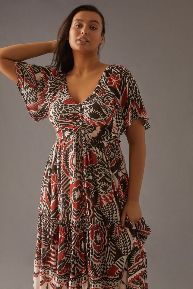 anthropologie tiered maxi dress Tiered Floral Maxi Dress