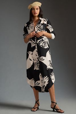 Maeve The Soren Long-sleeve Shirt Dress By In Black | ModeSens