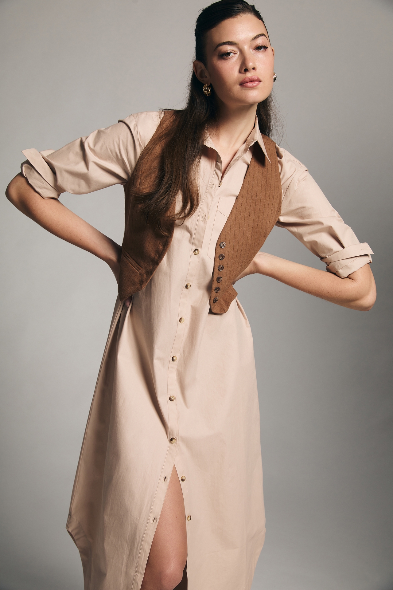 The Soren Long-Sleeve Shirt Dress by Maeve