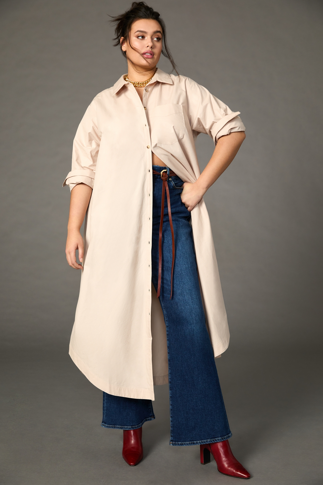 The Soren Long-Sleeve Shirt Dress by Maeve