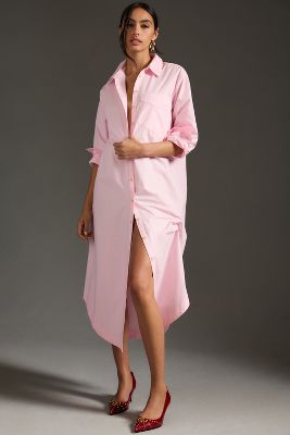 The Soren Long-sleeve Shirt Dress By In Pink