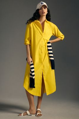Maeve The Soren Long-sleeve Shirt Dress In Yellow
