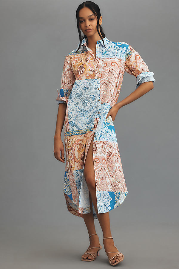 By Anthropologie Long-Sleeve Shirt Dress