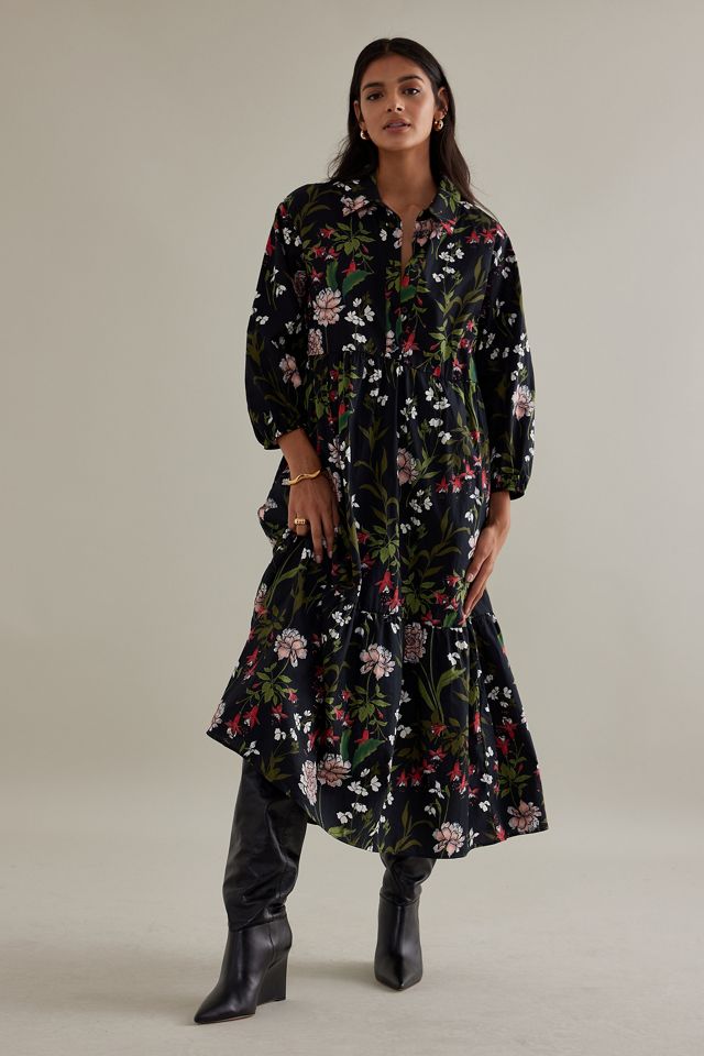 The Bettina Tiered Midi Shirt Dress by Maeve #9