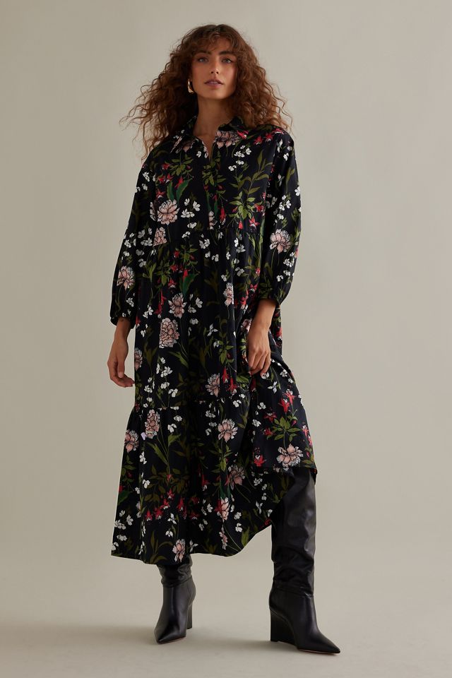 The Bettina Tiered Midi Shirt Dress by Maeve #1