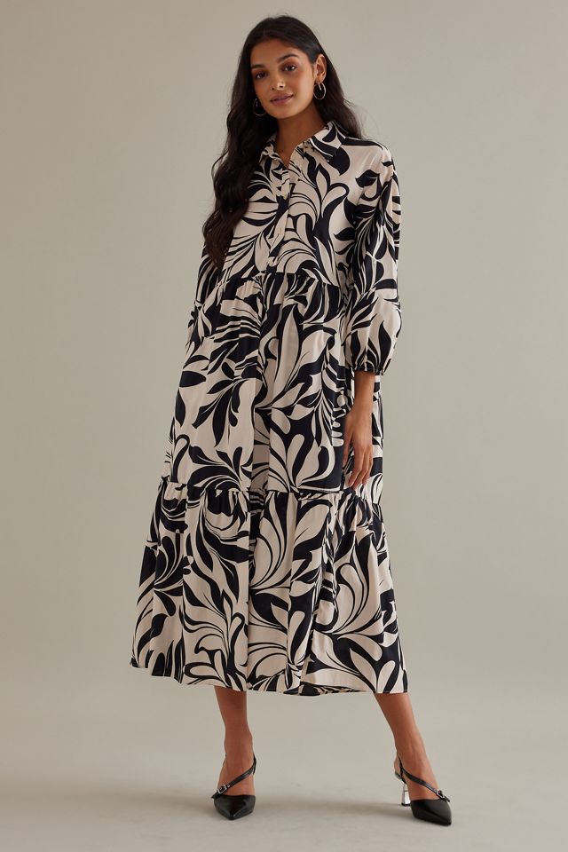 The Bettina Tiered Midi Shirt Dress by Maeve Anthropologie UK