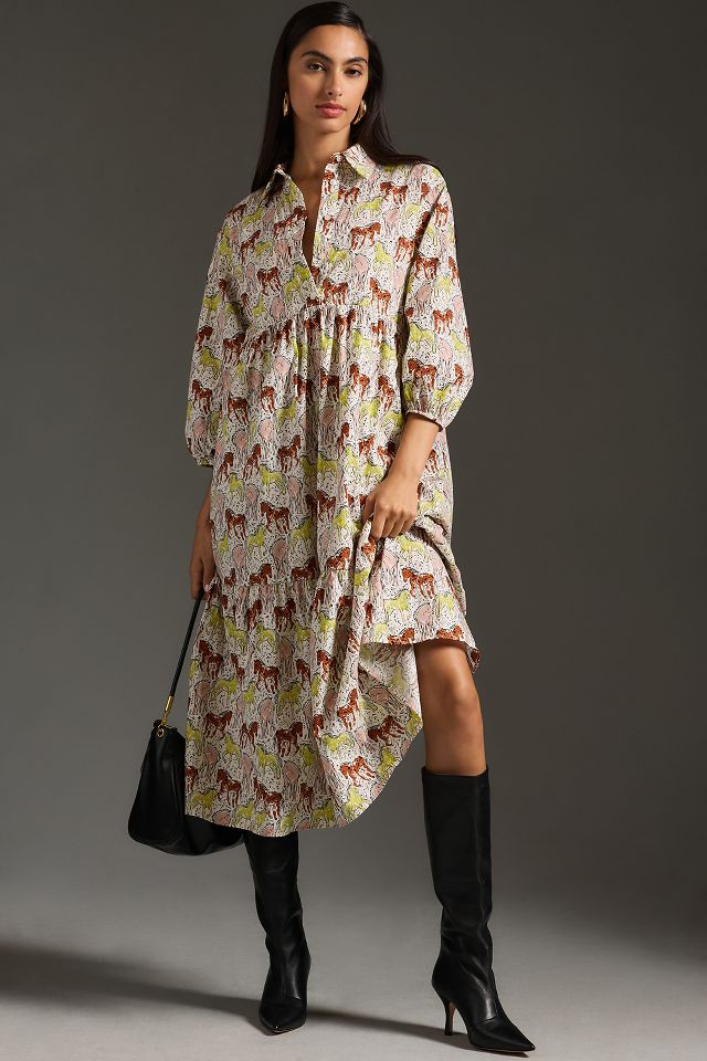 The Bettina Tiered Shirt Dress by Maeve