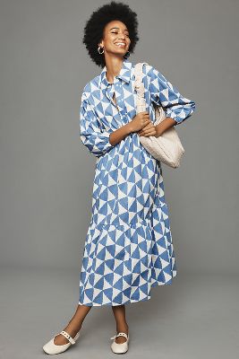 Blue white 2025 midi dress