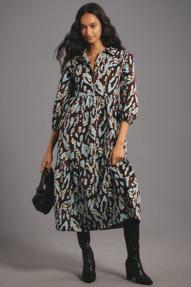 The Bettina Tiered Shirt Dress by Maeve Anthropologie