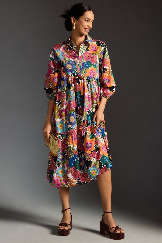 The Bettina Tiered Shirt Dress By Maeve Anthropologie 9801