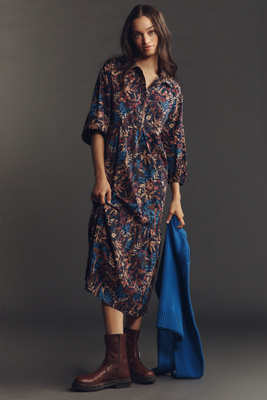 Maeve The Bettina Tiered Shirt Dress By  In Multi