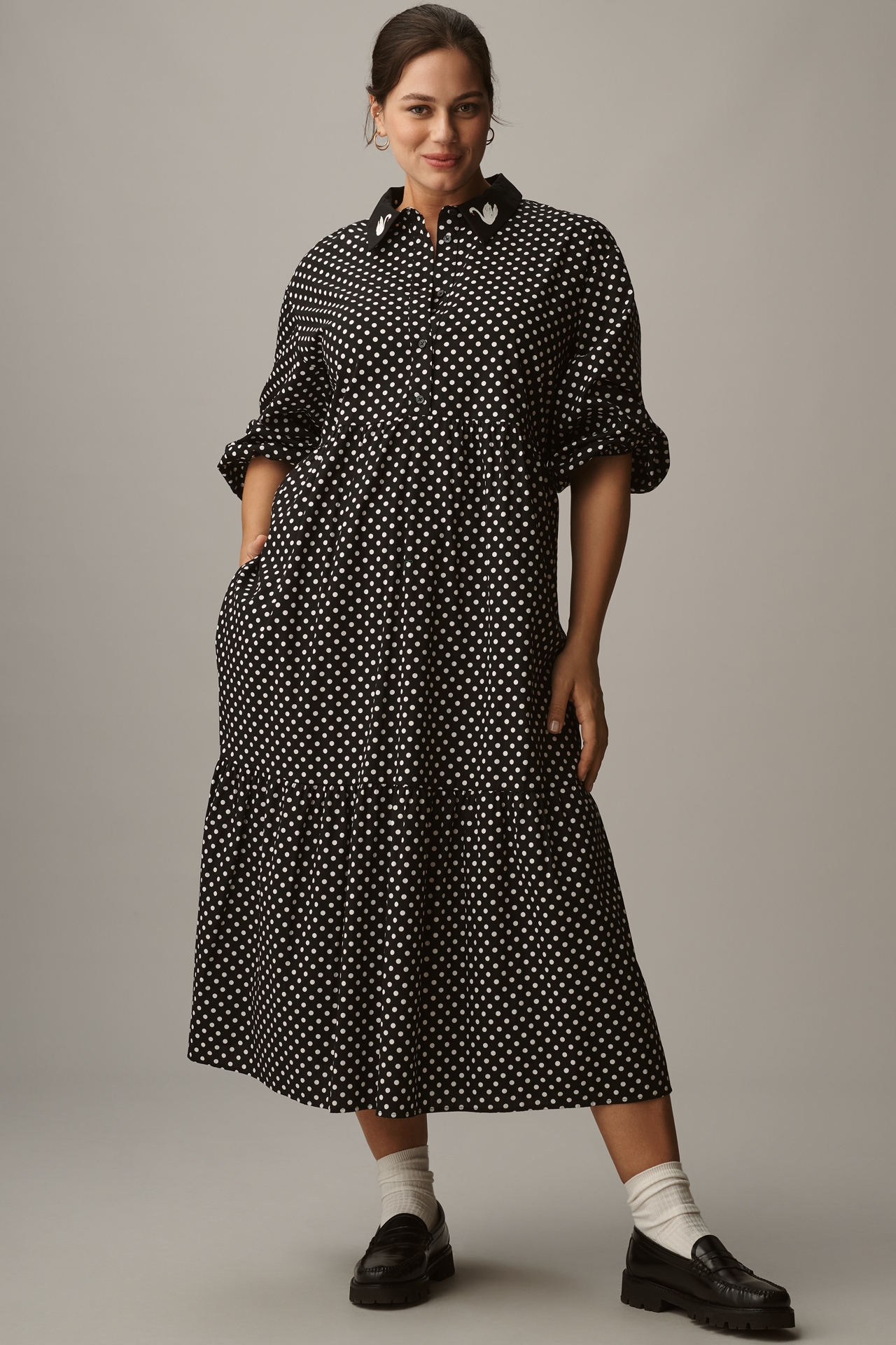 Maeve Bettina Cotton Midi Shirt Dress