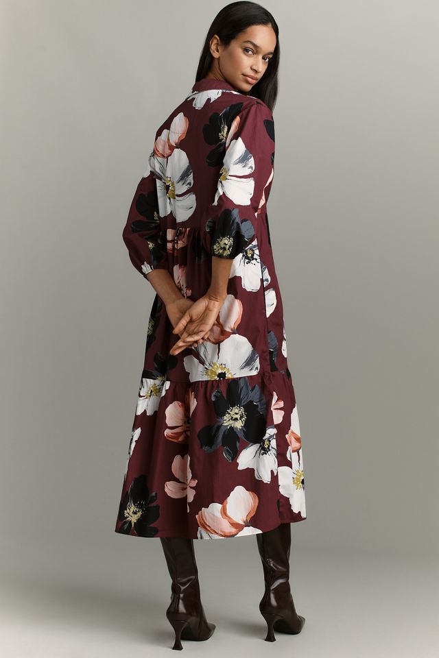 The Bettina Tiered Midi Shirt Dress by Maeve #1
