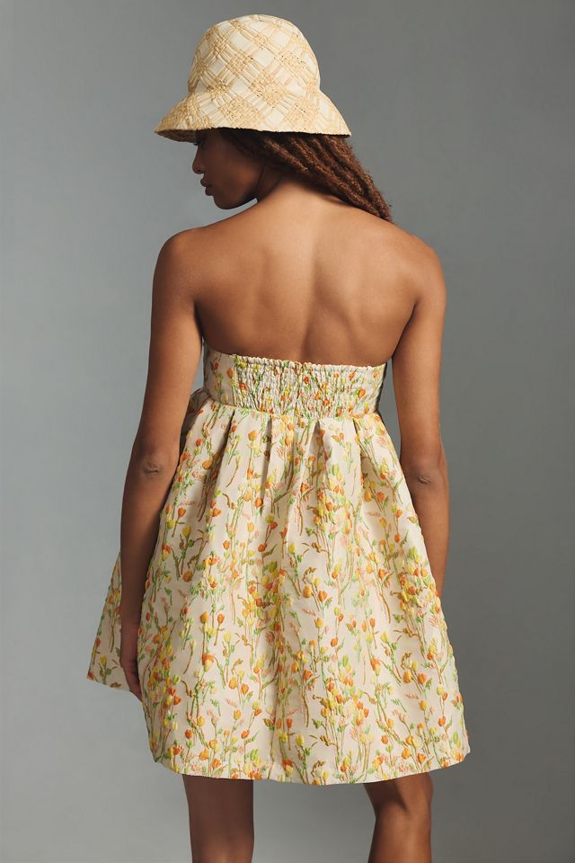 Maeve Strapless Jacquard Babydoll Dress #1