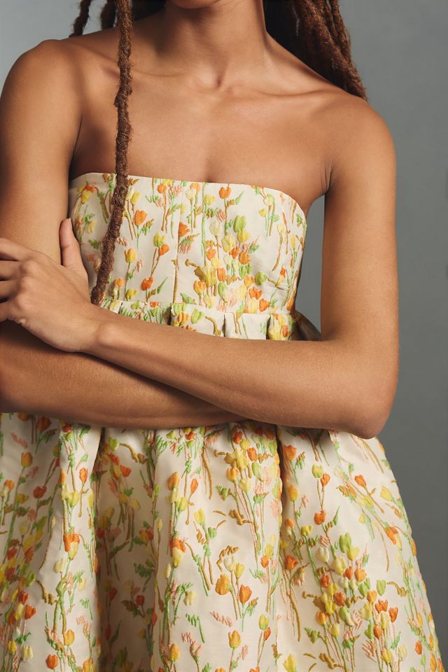 Maeve Strapless Jacquard Babydoll Dress #2