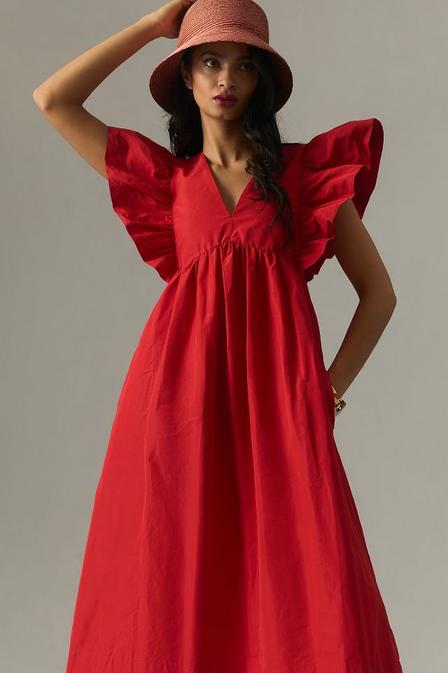 By Anthropologie Volume-Sleeve Babydoll Dress