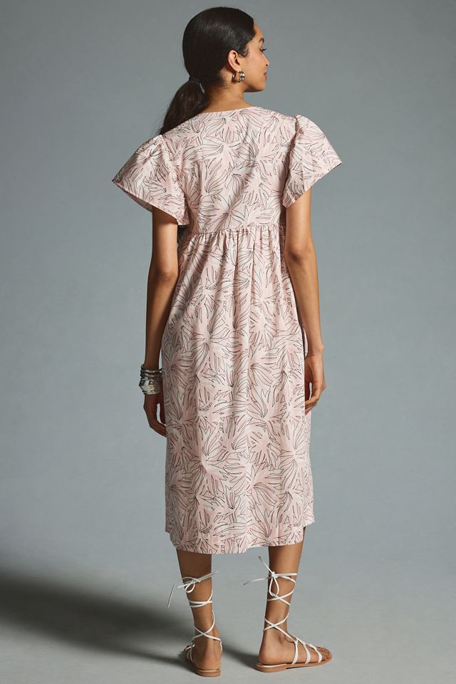 Maeve Printed Flutter-Sleeve Babydoll Dress #1