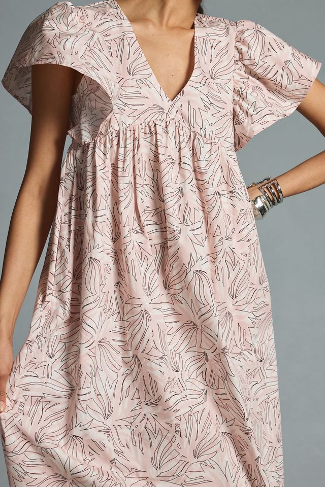 Maeve Printed Flutter-Sleeve Babydoll Dress #2