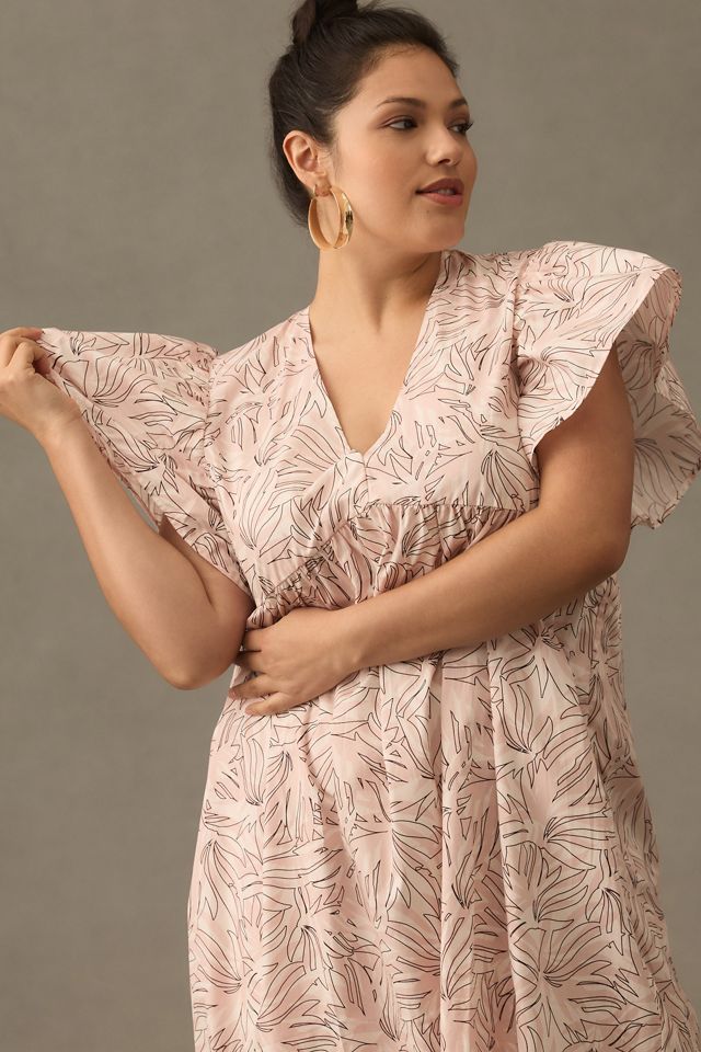 Maeve Printed Flutter-Sleeve Babydoll Dress #5