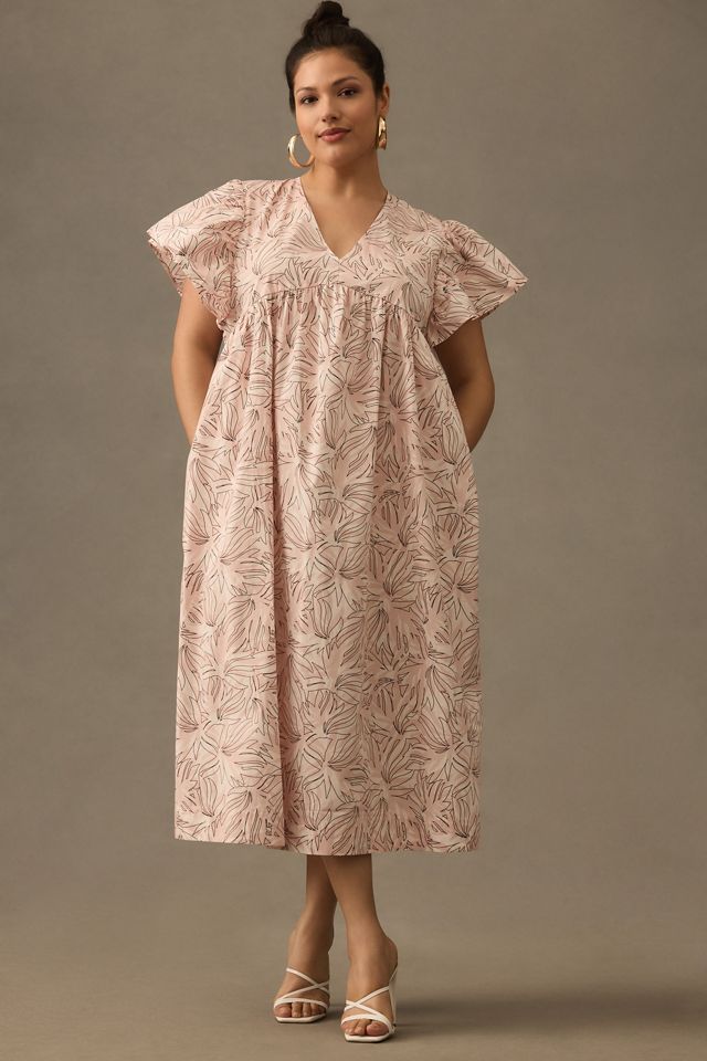 Maeve Printed Flutter-Sleeve Babydoll Dress #3