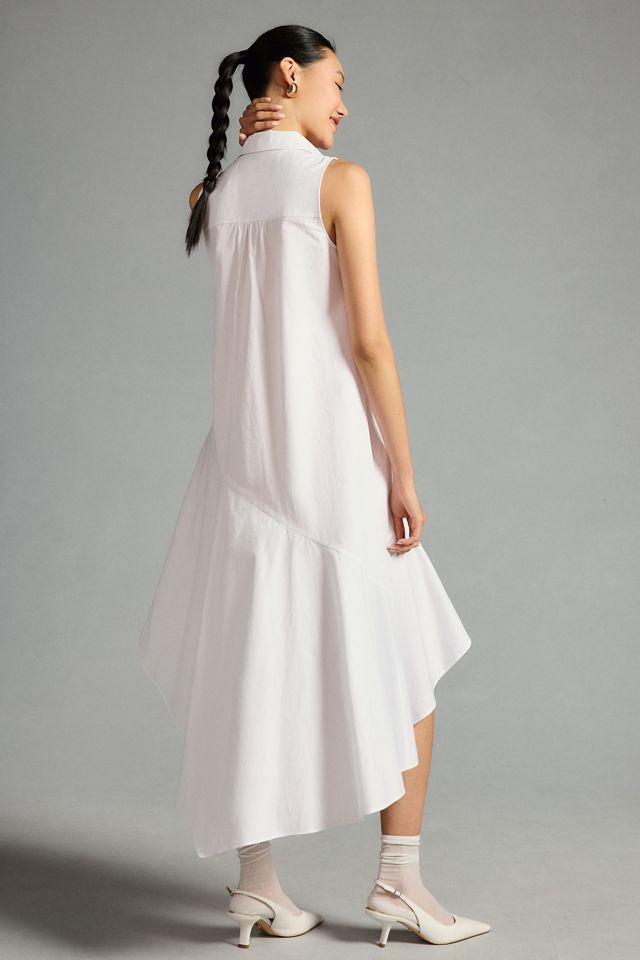 By Anthropologie Sleeveless Buttondown Asymmetrical Ruffle-Hem Dress #1