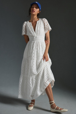 Anthropologie white 2025 eyelet dress