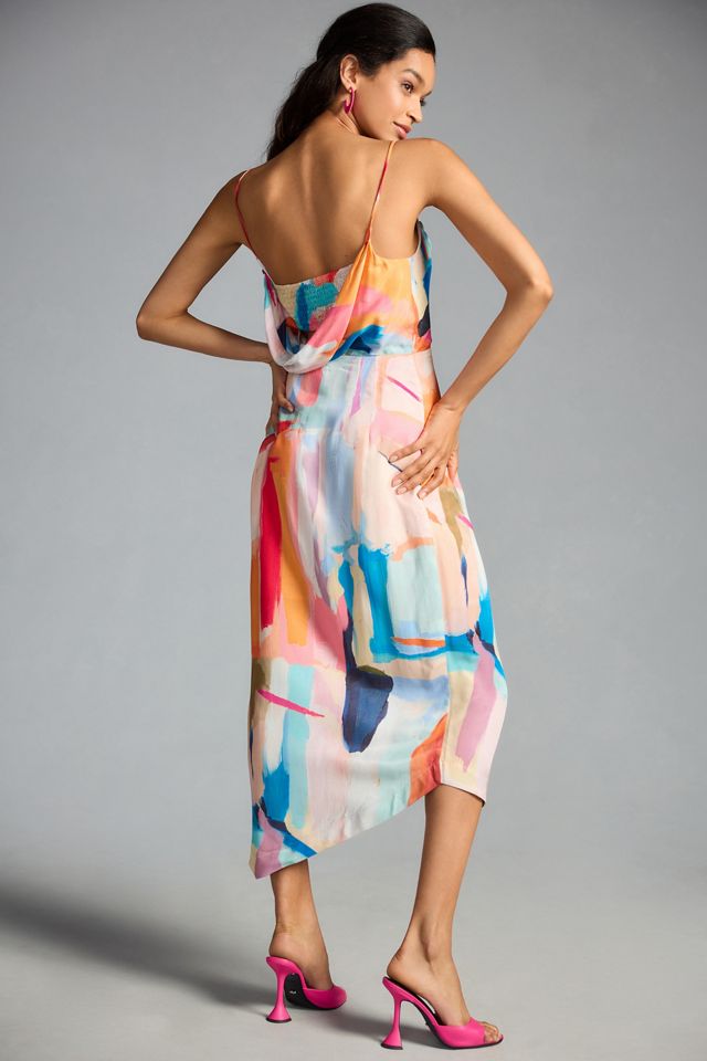 anthropologie ruched slip dress Good American Satin Ruched Slip Maxi Dress