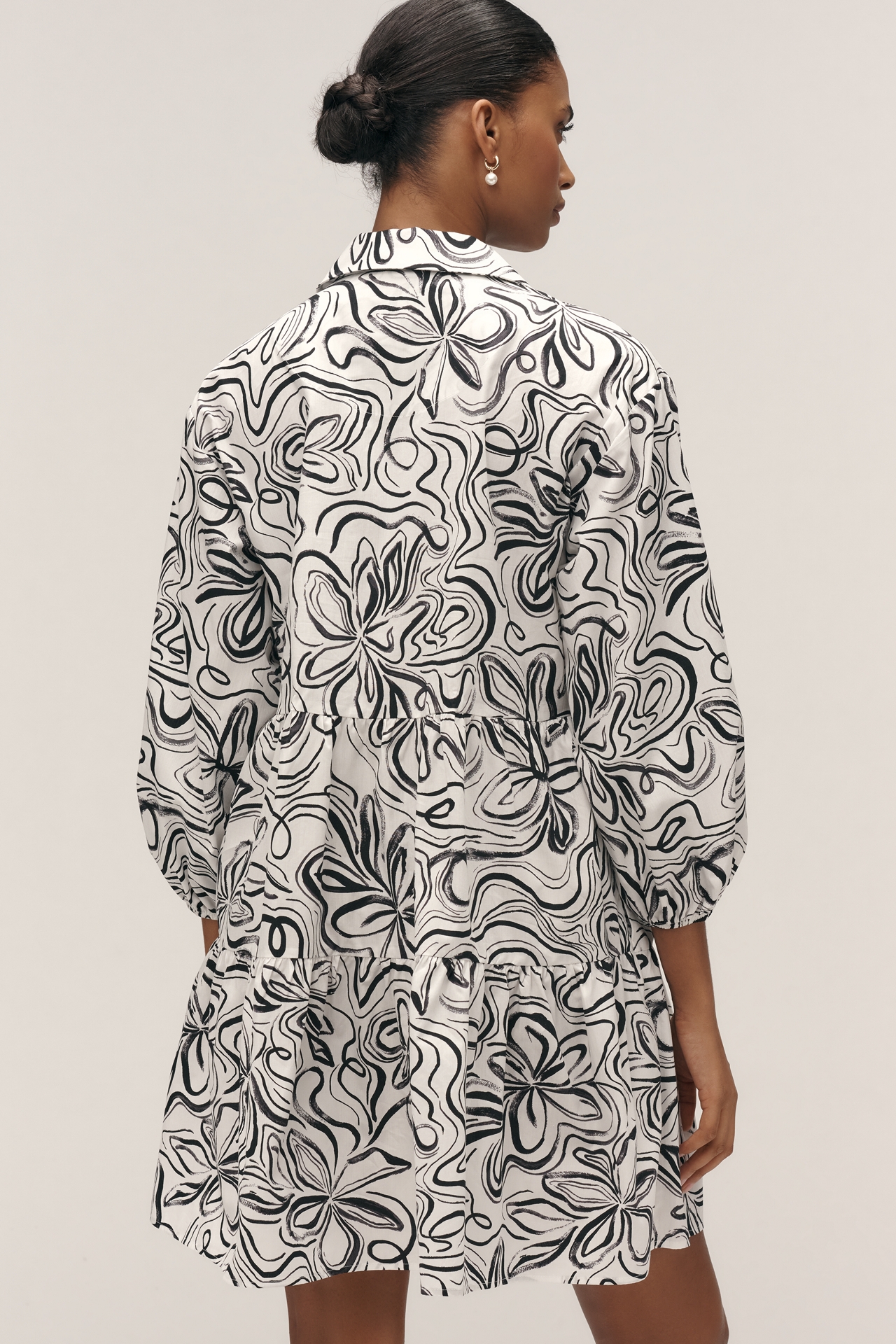 The Bettina Tiered Mini Shirt Dress by Maeve