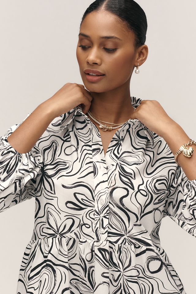 The Bettina Tiered Mini Shirt Dress by Maeve #3