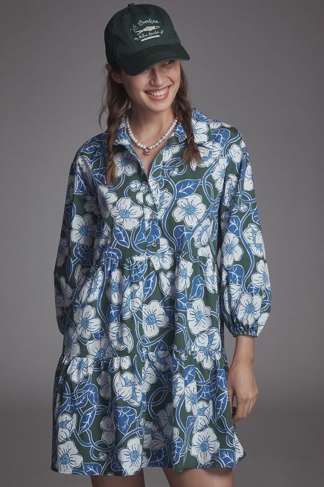 The Bettina Tiered Mini Shirt Dress by Maeve #3