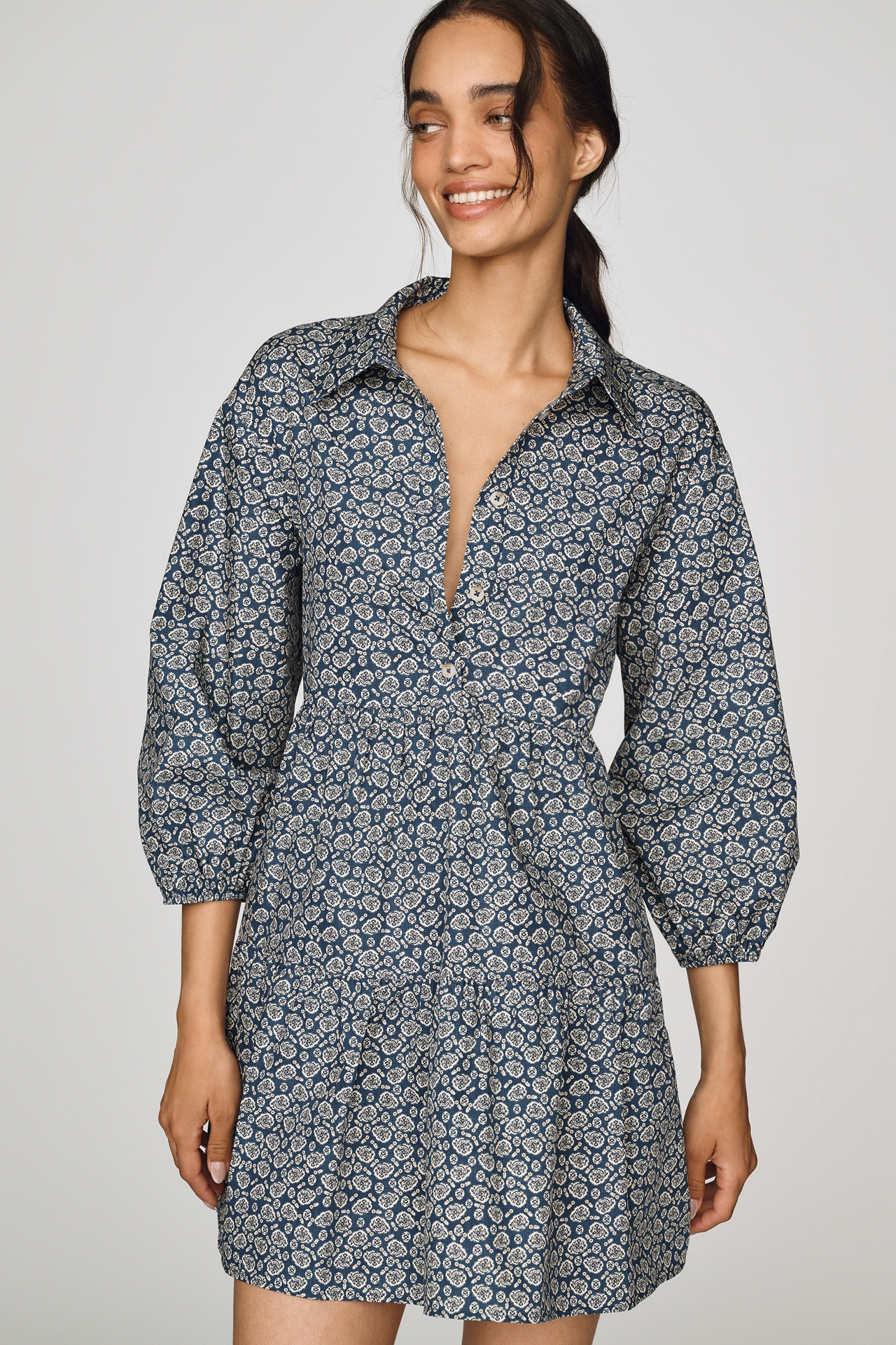 Maeve Bettina Tiered Mini Shirtdress
