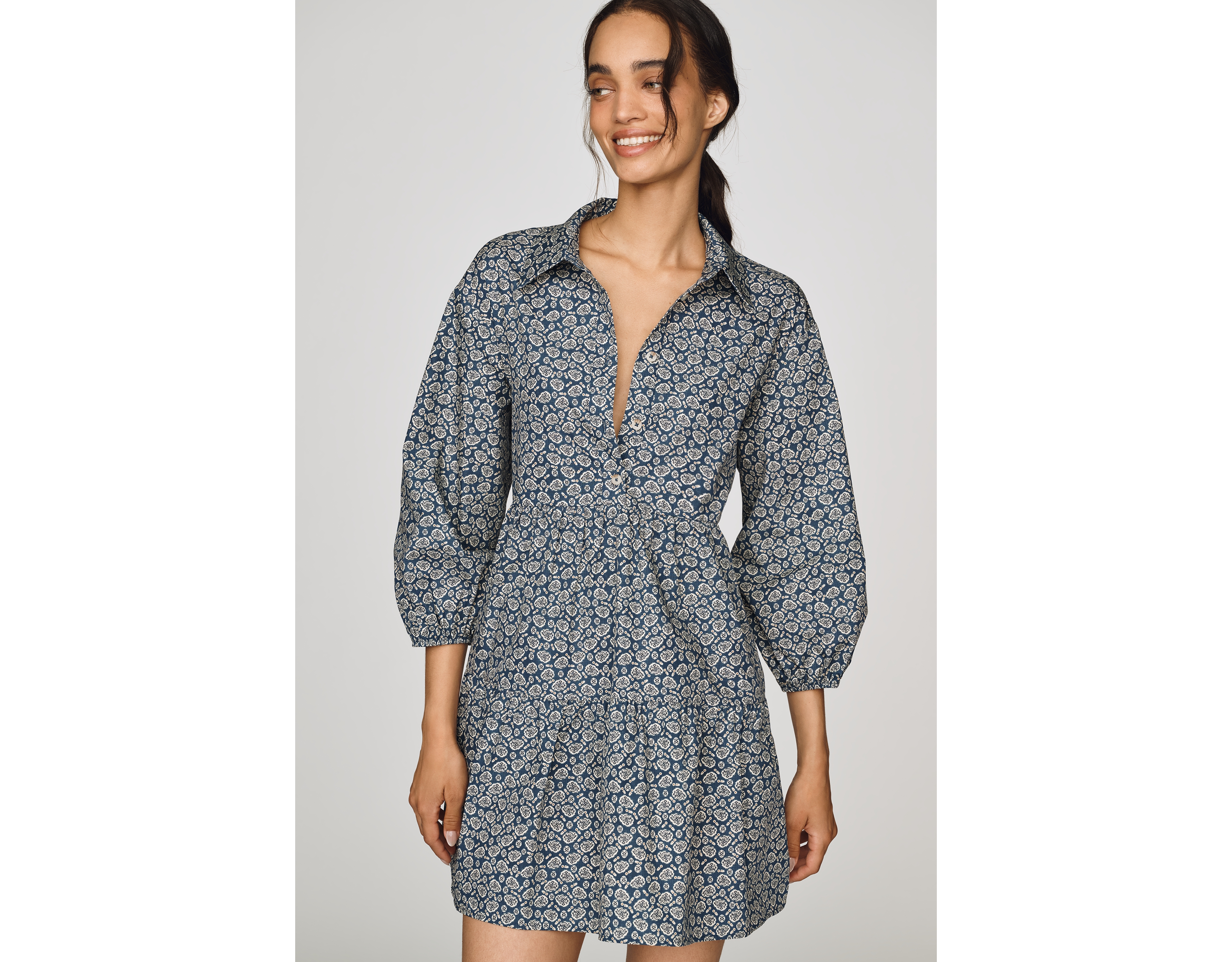 Maeve Bettina Tiered Mini Shirtdress