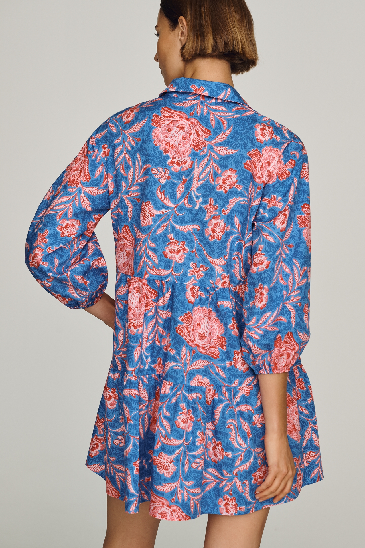 The Bettina Tiered Mini Shirt Dress by Maeve