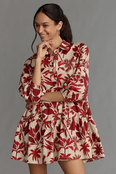 The Bettina Tiered Mini Shirt Dress by Maeve