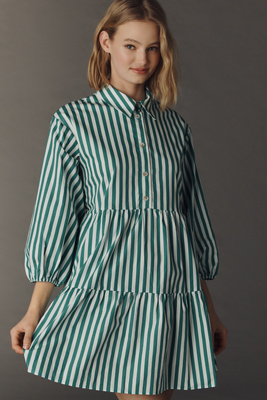 The Bettina Tiered Mini Shirt Dress by Maeve