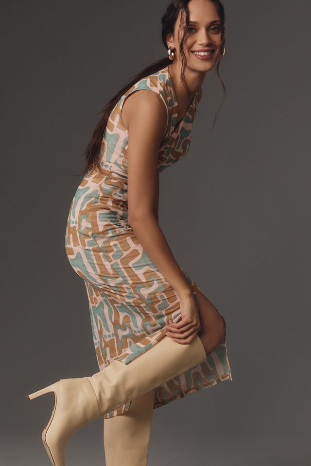 By Anthropologie Asymmetrical Collar Midi Dress