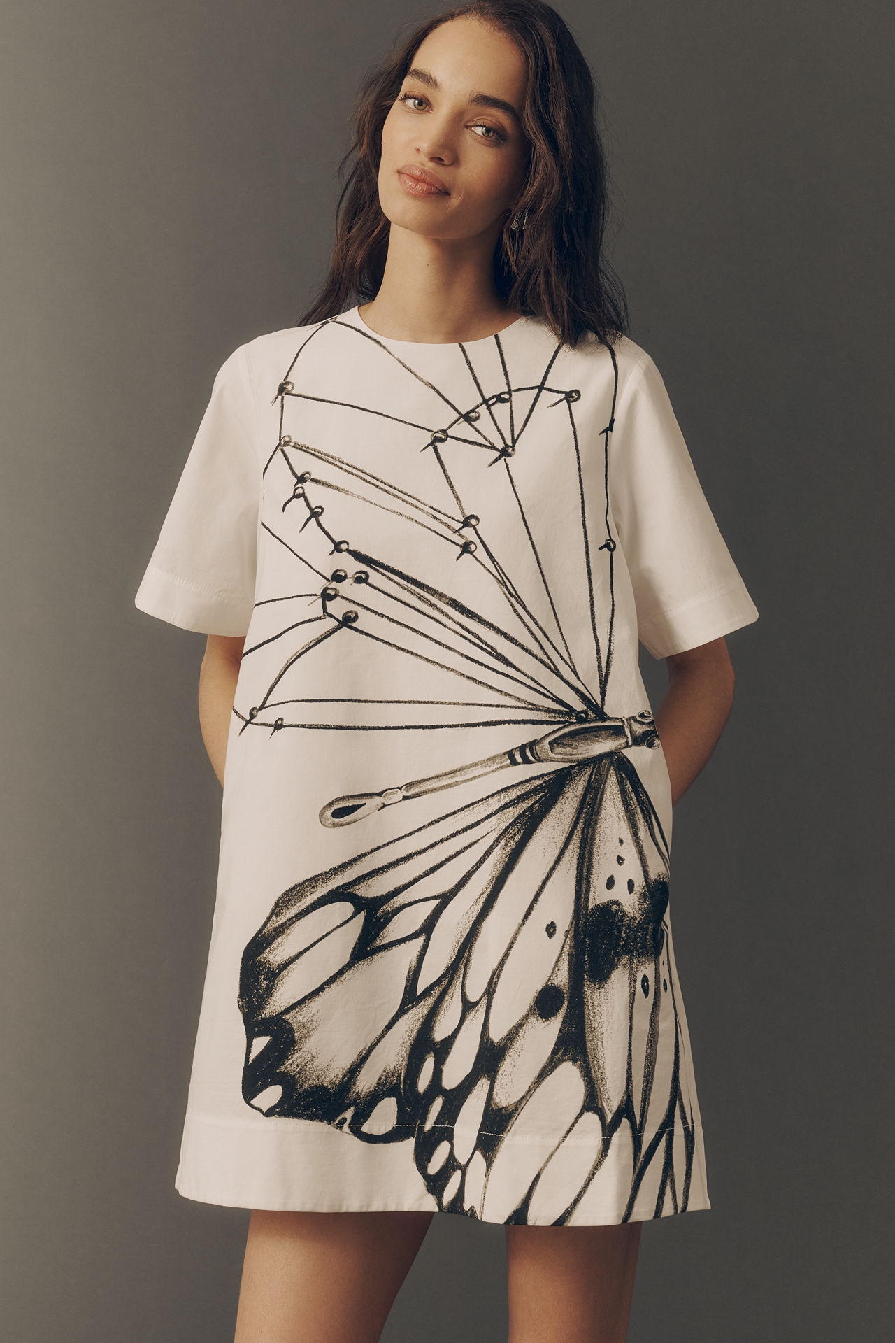 The Emmy Short-Sleeve Swing Mini Dress by Maeve
