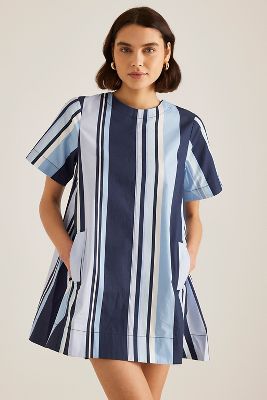 Maeve Short-Sleeve Crew-Neck Swing Mini Dress